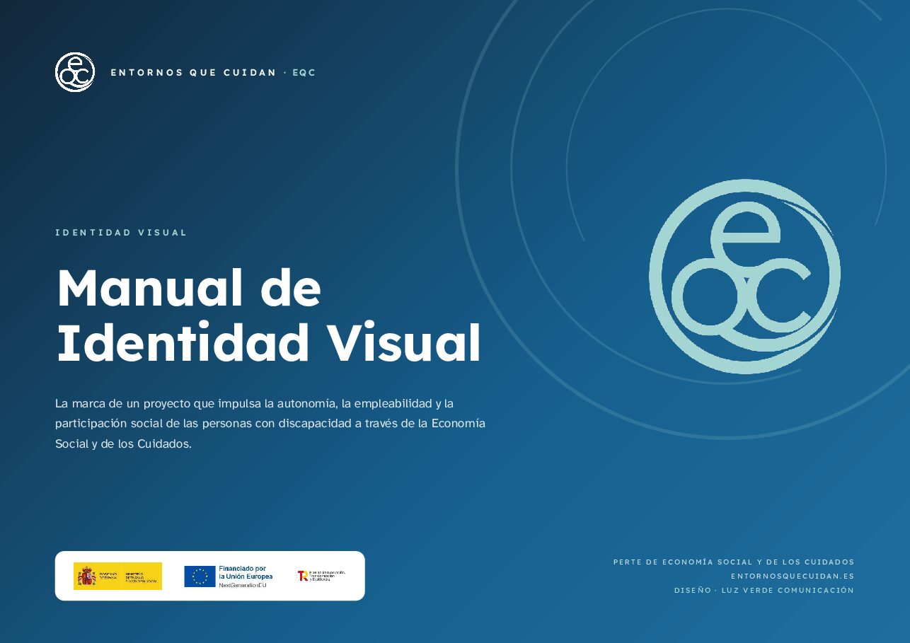 Portada del manual de identidad visual de Entornos que Cuidan