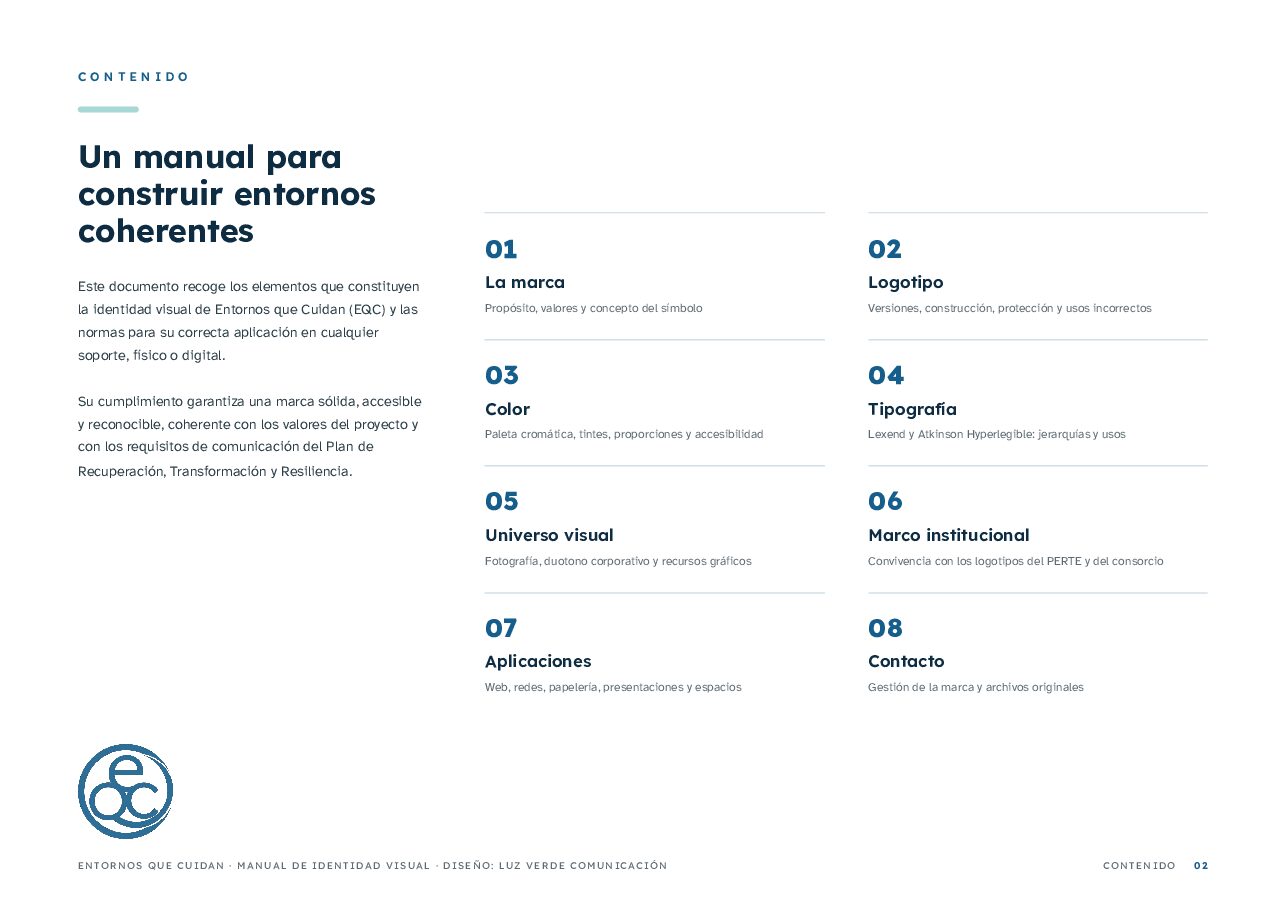 Página interior del manual de Entornos que Cuidan